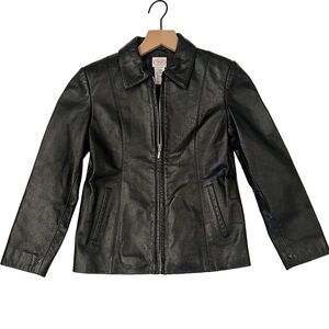 Talbots Kids Genuine
Leather Jacket Black Zip
Front Size 10 Girls